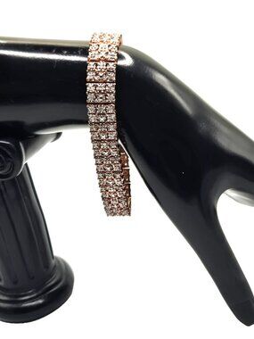 FAS THAI Rose Gold Tone Multi-Row Cubic Zirconia Tennis Bracelet